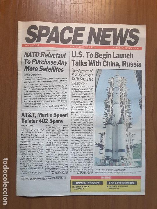 Collezionismo di Riviste e Giornali: Space News Vol. 5, No 35. Noticias del espacio. En ingl&eacute;s.