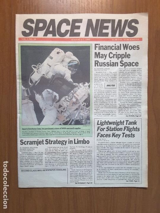 Coleccionismo de revistas y peri&oacute;dicos: Space News Vol. 5, No 30. Noticias del espacio. En ingl&eacute;s.