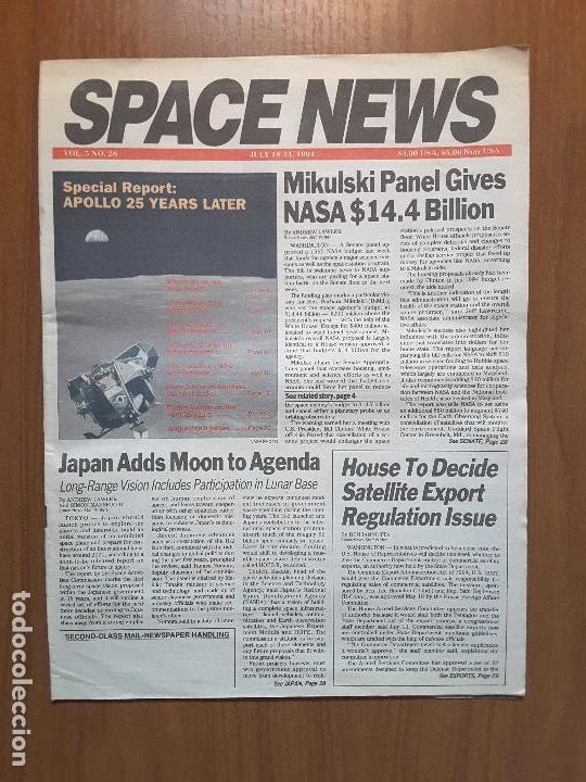 Collezionismo di Riviste e Giornali: Space News Vol. 5, No 28. Noticias del espacio. En ingl&eacute;s.