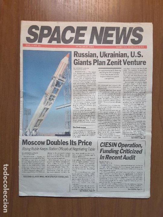 Coleccionismo de revistas y peri&oacute;dicos: Space News Vol. 5, No 24. Noticias del espacio. En ingl&eacute;s.