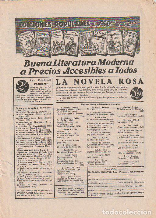 Coleccionismo de Revistas y Peri&oacute;dicos: Publicidad COLECCI&Oacute;N LA NOVELA ROSA de Editorial Juventud - 1929