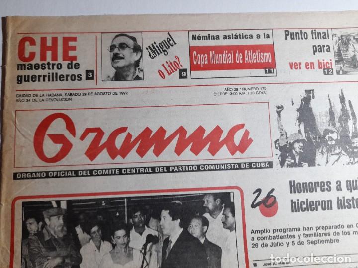 Coleccionismo de Revistas y Peri&oacute;dicos: Peri&oacute;dico comunista cubano Gramma n&ordm; 179 del a&ntilde;o 1992, Puerto Real y Fidel Castro