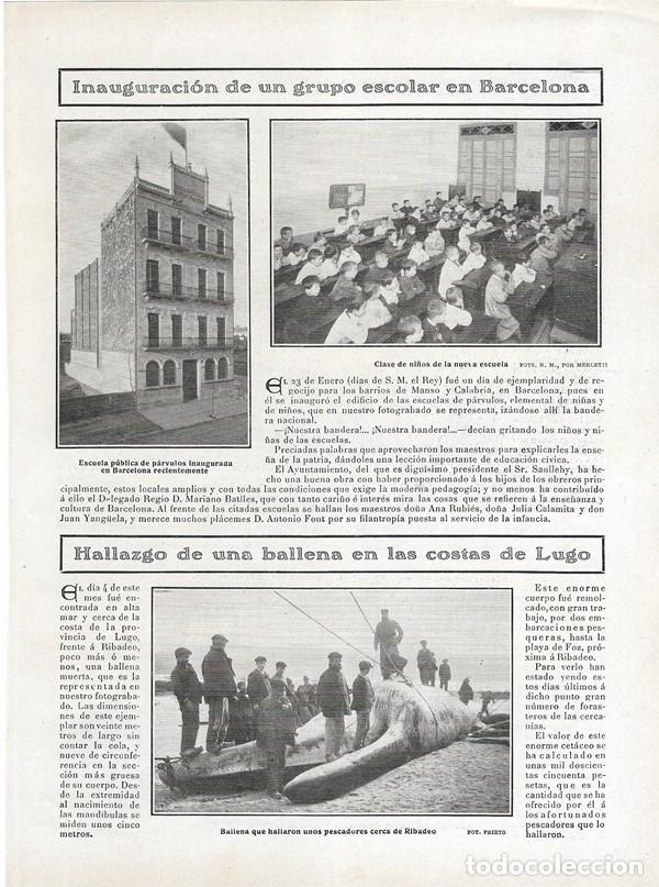 Sammeln von Zeitschriften und Zeitungen: 1908 HOJA REVISTA LUGO RIBADEO BALLENA PLAYA DE FOZ BALLENA MUERTA CERCA DE LA COSTA