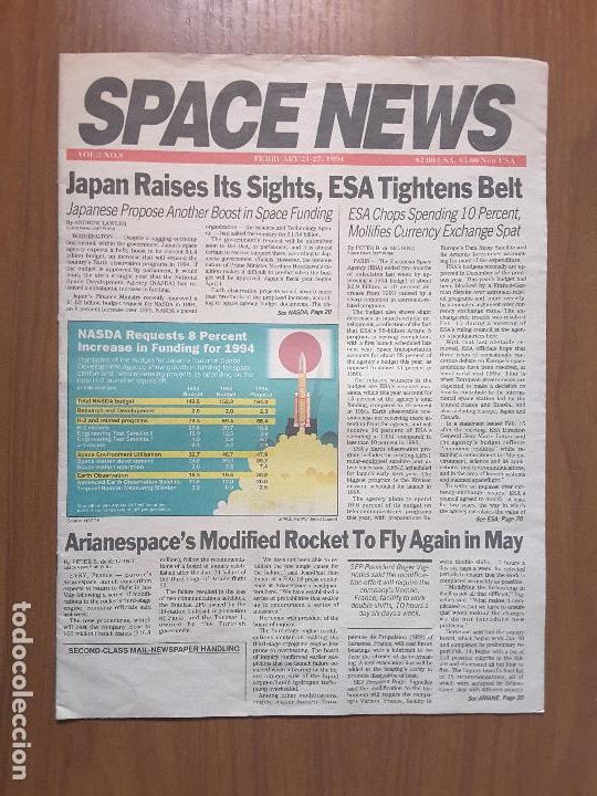 Collezionismo di Riviste e Giornali: Space News Vol. 5, No 8. Noticias del espacio. En ingl&eacute;s.