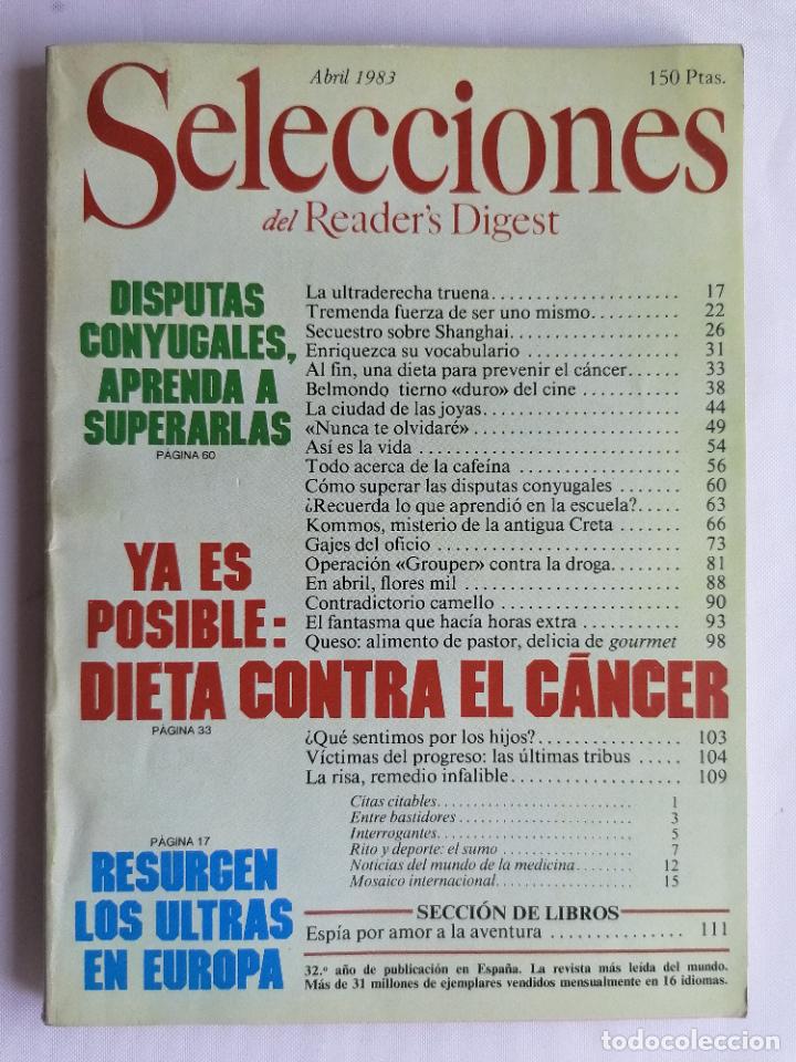 Coleccionismo de Revistas y Peri&oacute;dicos: SELECCIONES DEL READERS DIGEST, ABRIL 1983
