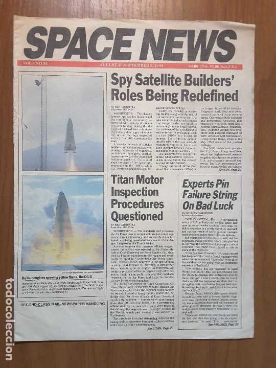 Collezionismo di Riviste e Giornali: Space News Vol. 4, No 34. Noticias del espacio. En ingl&eacute;s.
