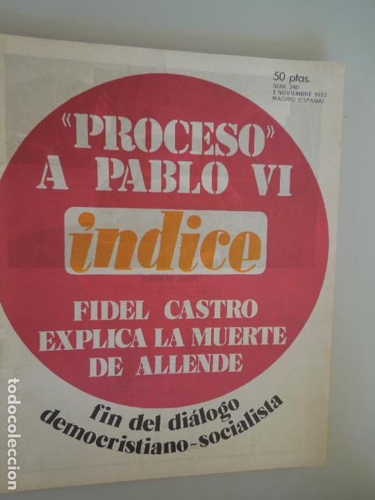 Coleccionismo de Revistas y Peri&oacute;dicos: INDICE REVISTA N&ordm; 340- PROCESO A PABLO VI - FIDEL CASTRO EXPLICA LA MUERTE DE ALLENDE
