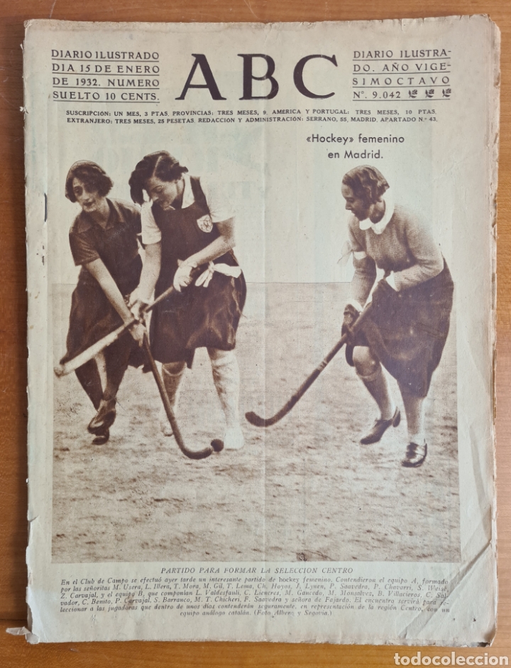 Coleccionismo de Revistas y Peri&oacute;dicos: Diario ABC Hockey Femenino Madrid - Bandera Uni&oacute;n Republicana - A&ntilde;o 1932 - Fiestas Alicante Aviaci&oacute;n
