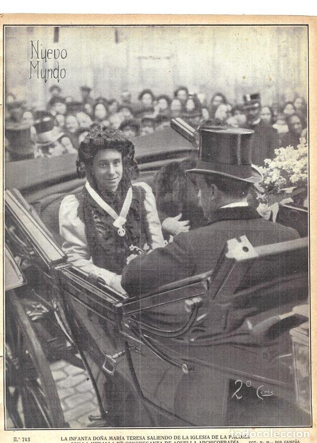 Sammeln von Zeitschriften und Zeitungen: 1908 HOJA REVISTA MADRID INFANTA MAR&Iacute;A TERESA CON MEDALLA CONGREGACI&Oacute;N ARCHICOFRAD&Iacute;A DE LA PALOMA