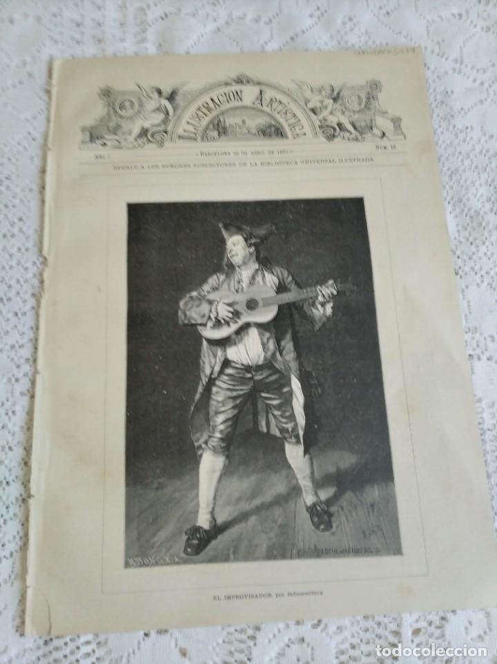 Collezionismo di Riviste e Giornali: LA ILUSTRACI&Oacute;N ART&Iacute;STICA. A&Ntilde;O 1882. N&ordm; 18. SARAH BERNHARDT EN BARCELONA. FEDERICO PRELLER.......LEER