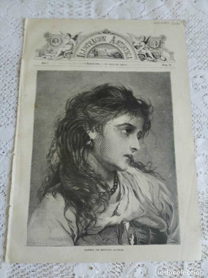 Coleccionismo de revistas y peri&oacute;dicos: LA ILUSTRACI&Oacute;N ART&Iacute;STICA. A&Ntilde;O 1882. N&ordm; 24. LA VIRGEN Y EL NI&Ntilde;O JES&Uacute;S. RELOJ UNIVERSAL O GEOSCO..LEER
