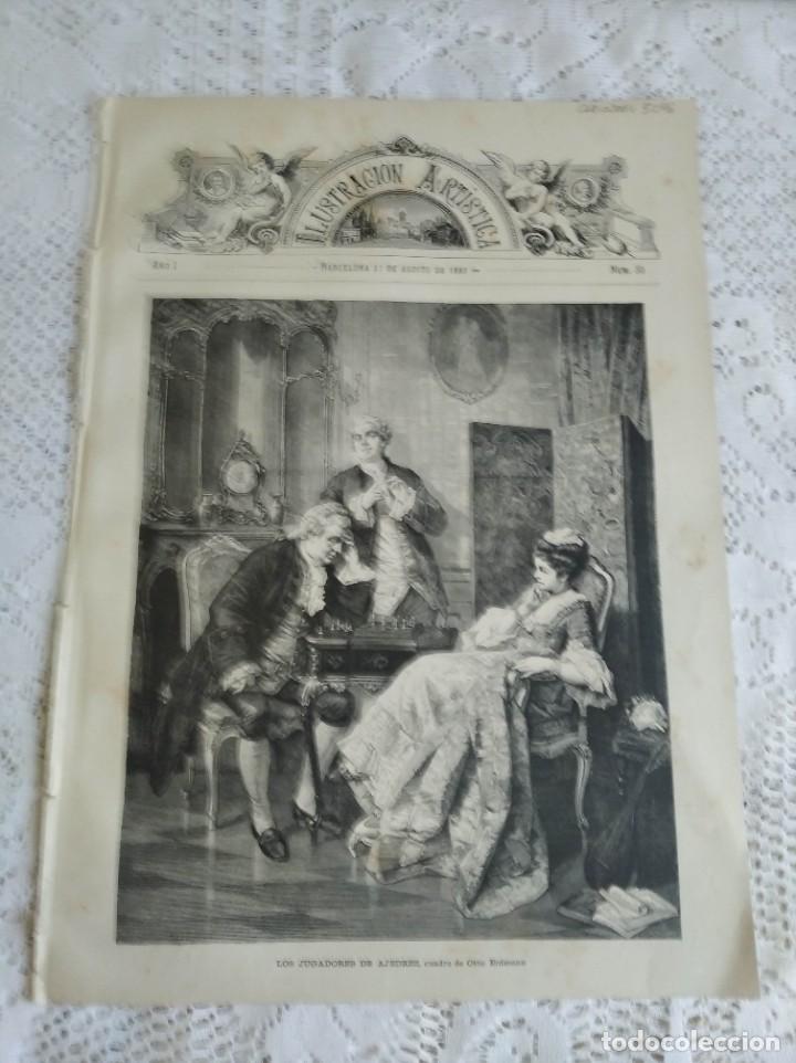 Collectionnisme de Revues et Journaux: LA ILUSTRACI&Oacute;N ART&Iacute;STICA. A&Ntilde;O 1882. N&ordm; 35. LA ESCLAVA (ESTATUA DE JAIME GINOTTI). LA VENTA DEL..LEER