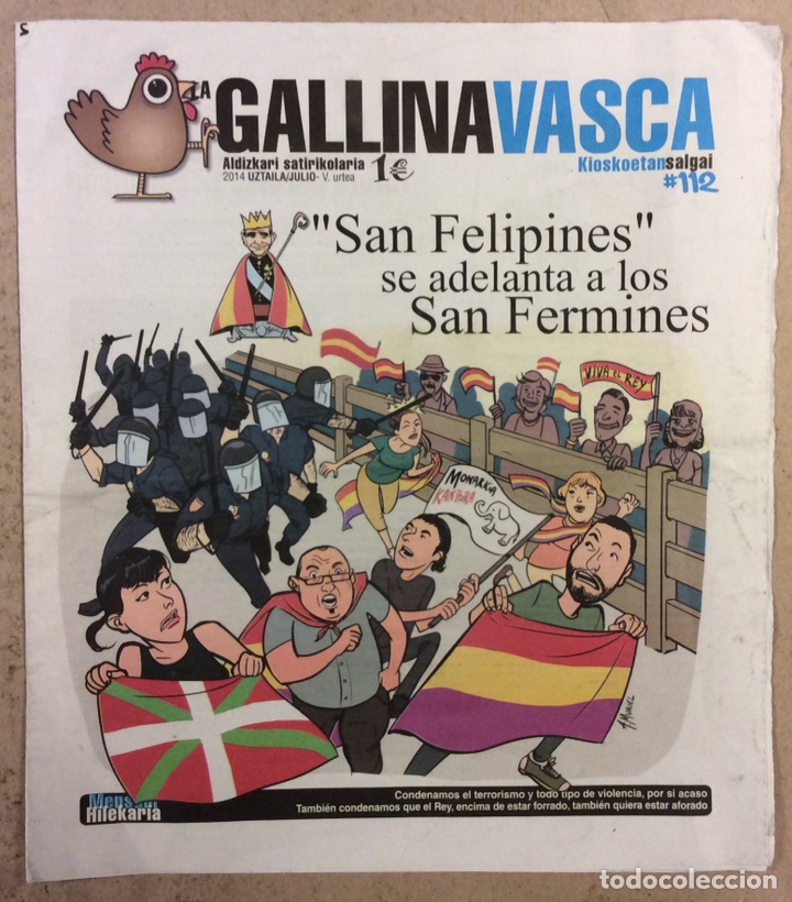 Sammeln von Zeitschriften und Zeitungen: LA GALLINA VASCA N&deg; 112 (EUSKAL HERRIA 2014). FANZINE SAT&Iacute;RICO EN FORMATO PERI&Oacute;DICO