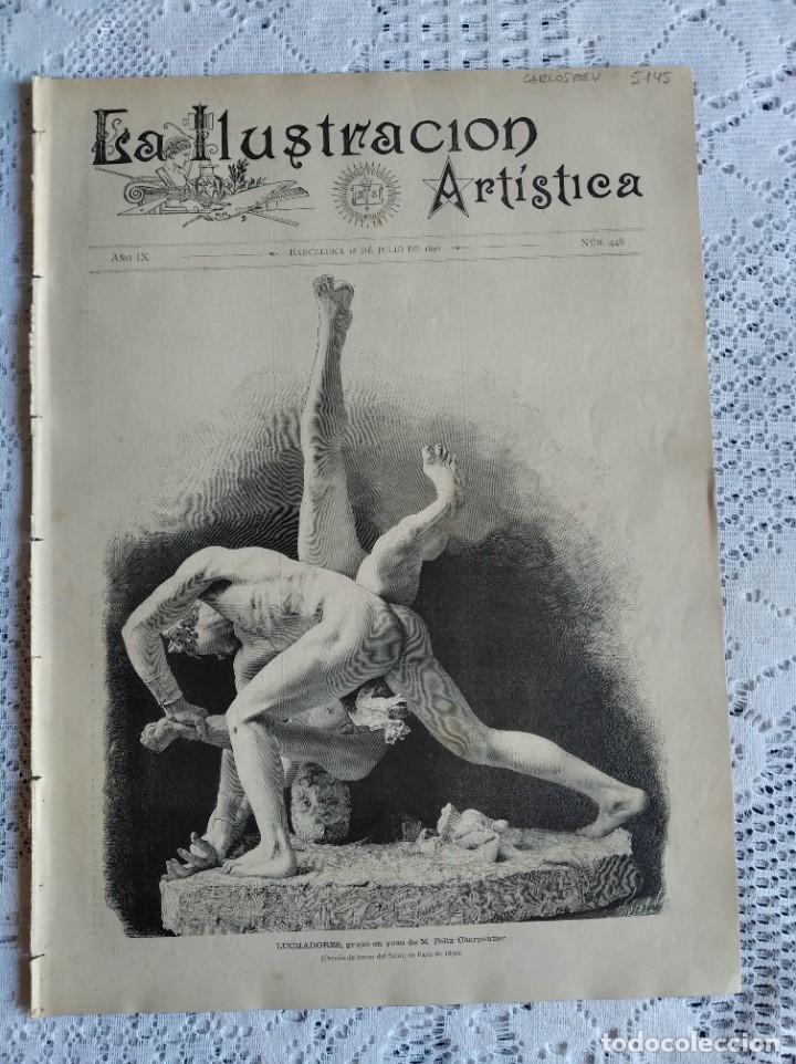 Collectionnisme de Revues et Journaux: LA ILUSTRACI&Oacute;N ART&Iacute;STICA. A&Ntilde;O 1890. N&ordm; 448. CUADRO DE MAURA. BOLIVIA. LA VELOCIPEDIA. CURIOSO...LEER