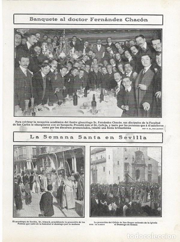 Coleccionismo de Revistas y Peri&oacute;dicos: 1908 HOJA REVISTA SEVILLA SEMANA SANTA DOMINGO DE RAMOS PROCESI&Oacute;N PALMAS CRISTO DE SAN ROQUE IGLESIA
