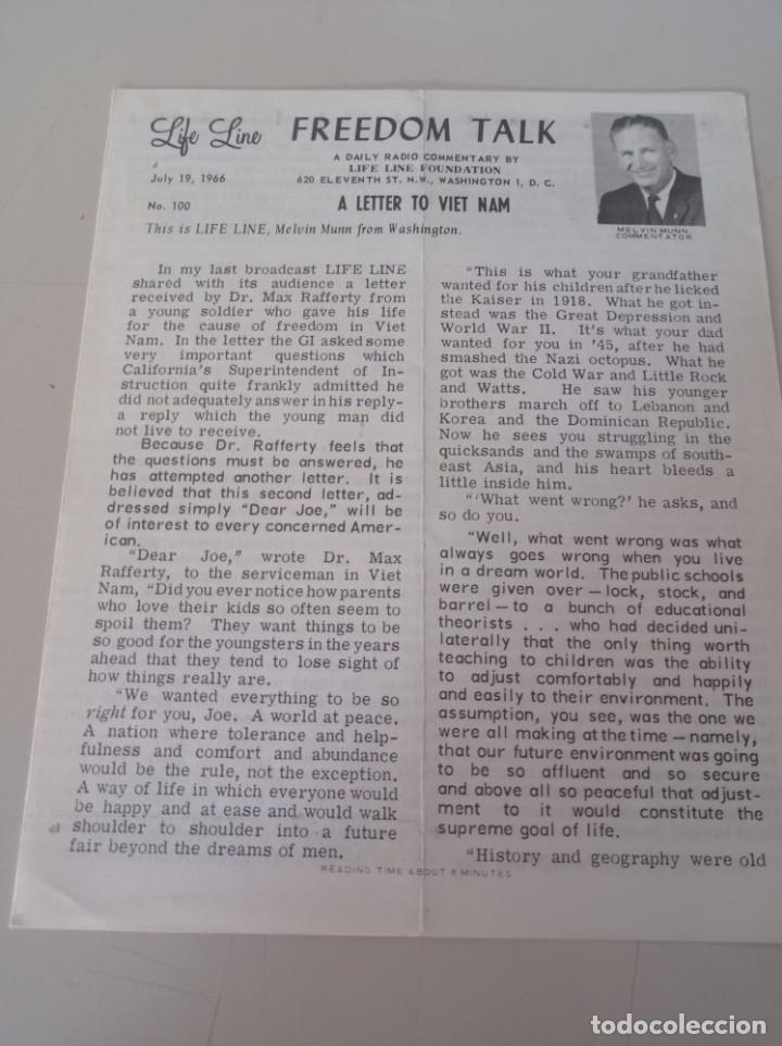Coleccionismo de Revistas y Peri&oacute;dicos: BOLET&Iacute;N LIFE LINE FREEDOM TALK, A LETTER FROM VIET NAM. N&ordm; 100 JULIO DE 1966 REF. UR MES 8