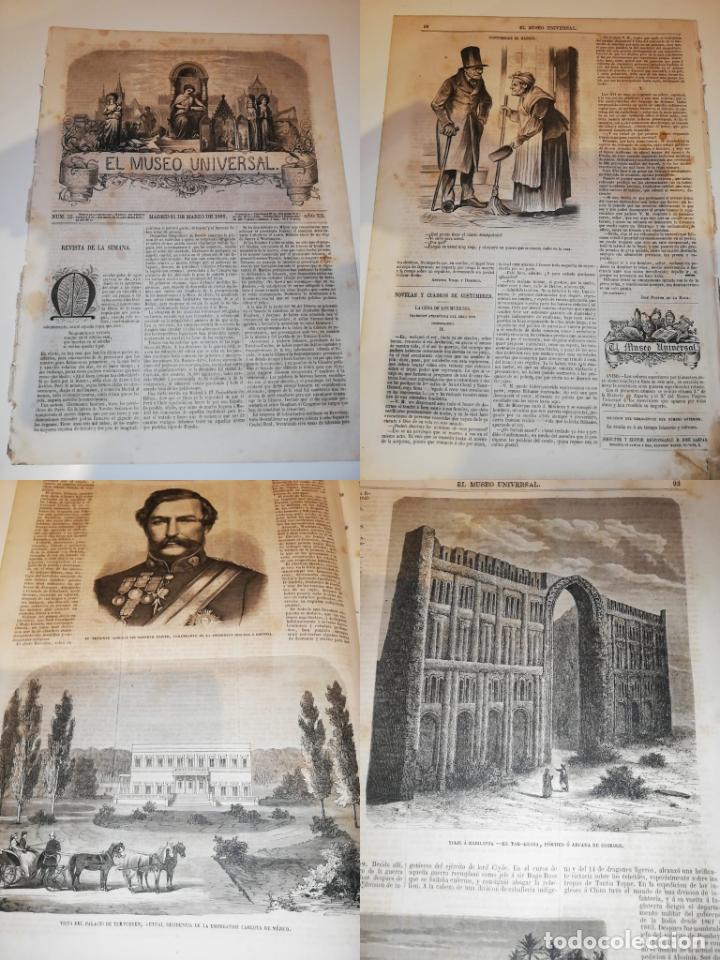 Colecionismo de Revistas e Jornais: EL MUSEO UNIVERSAL N&ordm;12 A&Ntilde;O XII, 21 MARZO 1868. GRABADOS: Robert Napier, p&oacute;rtico Cosroes