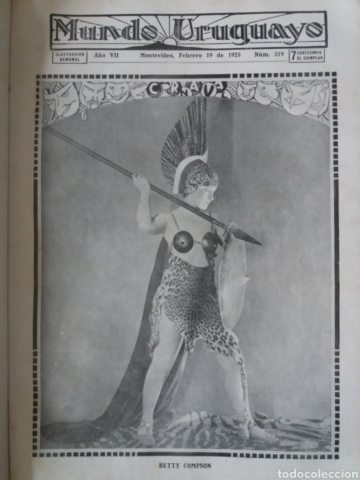 Coleccionismo de Revistas y Peri&oacute;dicos: Revista Mundo Uruguayo 319 Carnaval Ciclismo Tenis 1925 CARNIVAL