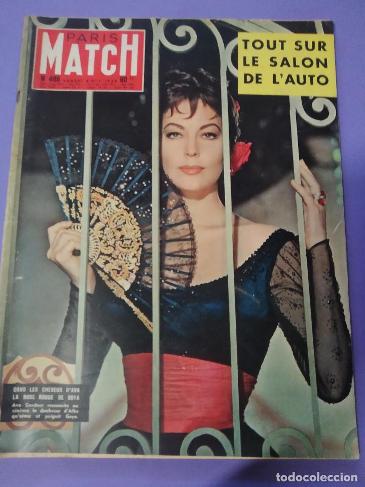 Coleccionismo de Revistas y Peri&oacute;dicos: PARIS MATCH A&Ntilde;O 1958 AVA GARDNER, SALON DEL AUTOMOVIL 1958, PILOTOS, COCHES, MARAVILLOSAS FOTOS