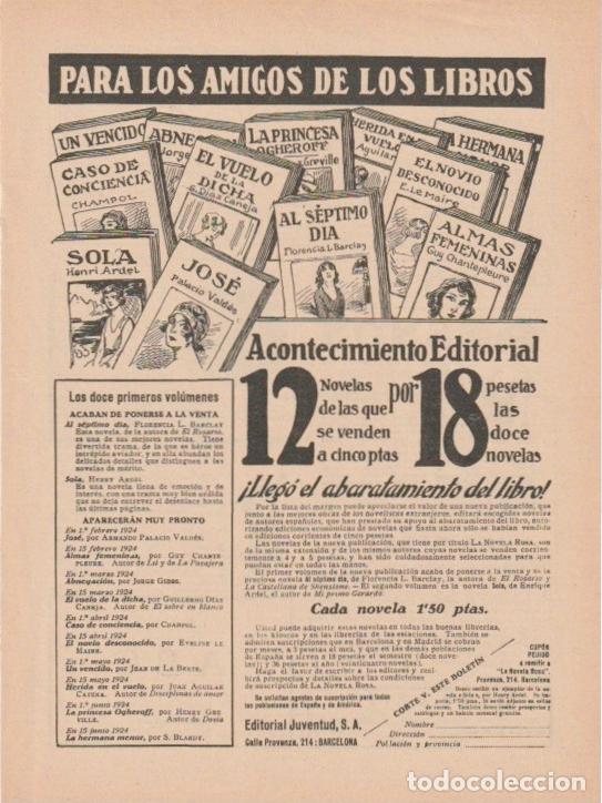 Coleccionismo de Revistas y Peri&oacute;dicos: Publicidad colecci&oacute;n La Novela Rosa de Editorial Juventud -1919