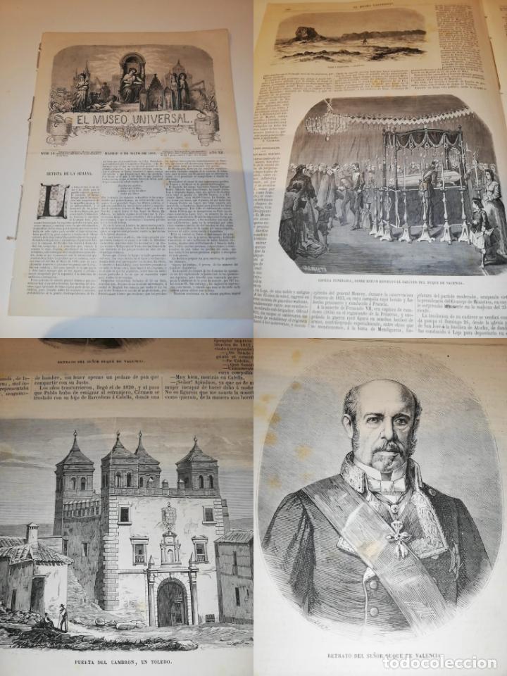Colecionismo de Revistas e Jornais: EL MUSEO UNIVERSAL N&ordm;18, 2 MAYO 1868 A&Ntilde;O XII. Grabados: Duque de Valencia, puerta del Cambr&oacute;n Toledo