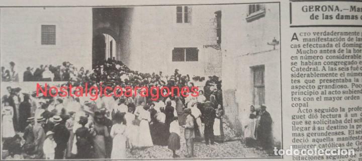 Collectionnisme de Revues et Journaux: Gerona manifestaci&oacute;n damas Palacio episcopal Foto revista 191X