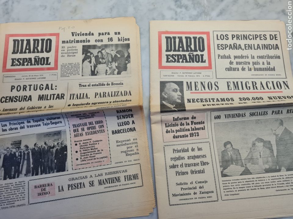 Coleccionismo de revistas y peri&oacute;dicos: DIARIO ESPA&Ntilde;OL 1974,TARRAGONA