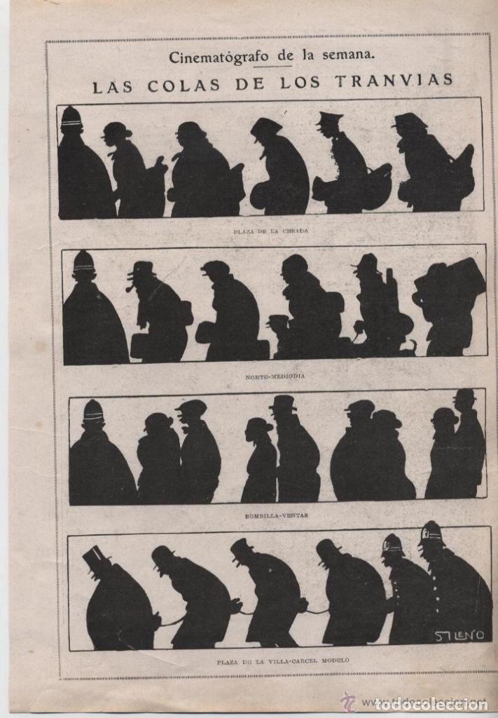 Collectionnisme de Revues et Journaux: Las colas de los tranv&iacute;as / p&aacute;gina de humor por Sileno - 1923