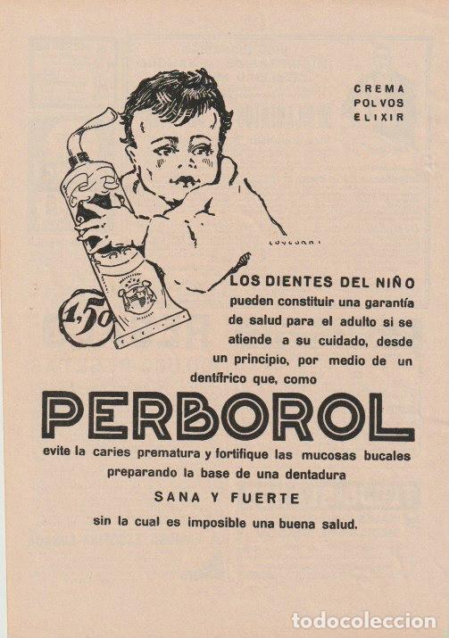 Coleccionismo de Revistas y Peri&oacute;dicos: Publicidad dent&iacute;frico Perborol / dibujo de Loygorri - 1927