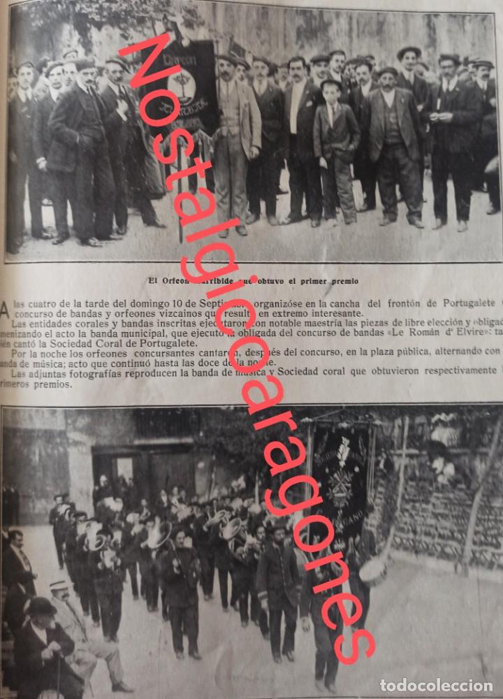 Coleccionismo de revistas y peri&oacute;dicos: Portugalete Vizcaya concurso 1&deg; Orfe&oacute;n Iturribide, banda Galdacano foto revista 191X