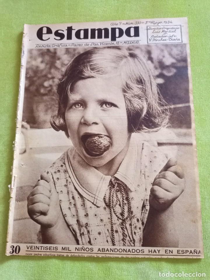 Sammeln von Zeitschriften und Zeitungen: ESTAMPA NUM. 330 - 5/5/1934 - PLENA REPUBLICA - PUEBLO SUBTERRANEO CHOZAS - 26000 NI&Ntilde;OS ABANDONADOS