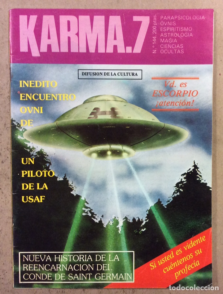 Collezionismo di Riviste e Giornali: KARMA.7 N&deg; 144 (1984). PARASICOLOGIA, OBNIS, ESPIRITISMO, ASTROLOG&Iacute;A, MAGIA, CIENCIAS OCULTAS