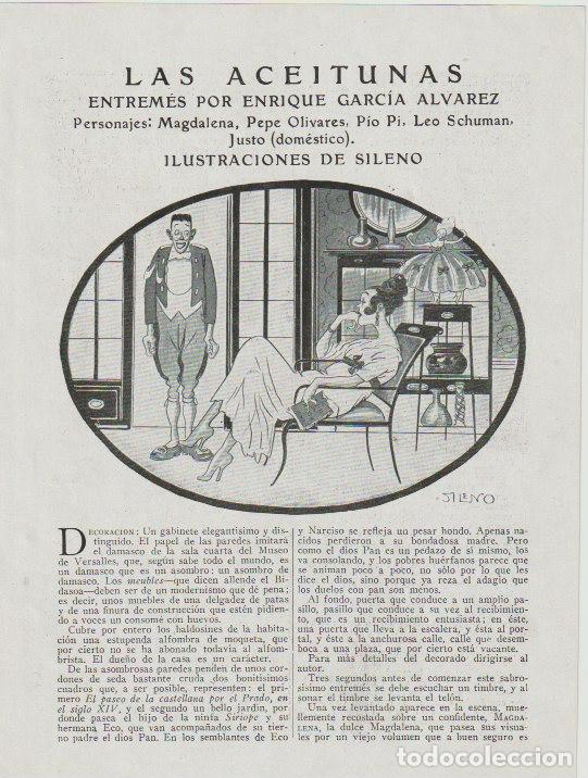 Collection Magazines and Newspapers: Las aceitunas / entrem&eacute;s de Enrique Garc&iacute;a &Aacute;lvarez; ilustraciones de Sileno - 1919