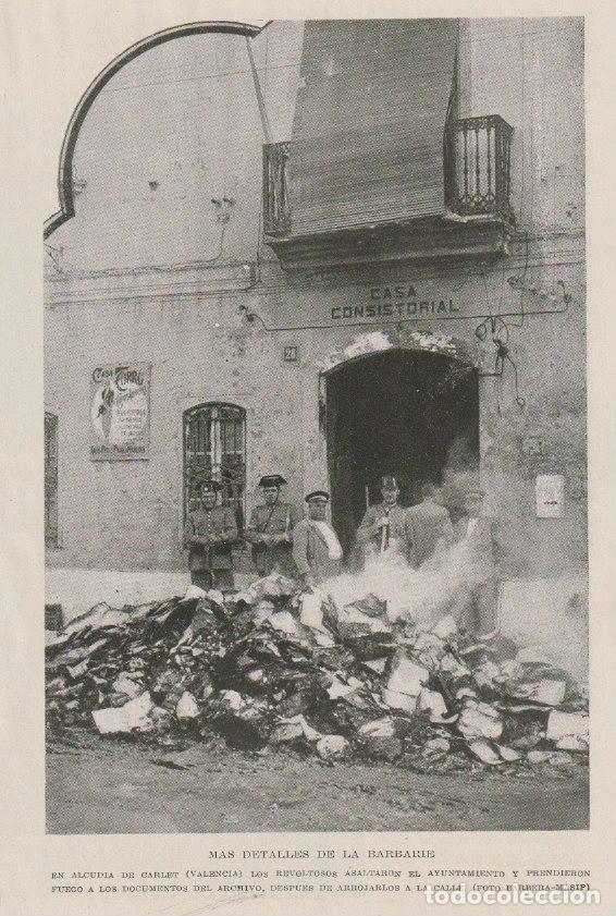 Coleccionismo de Revistas y Peri&oacute;dicos: * ALCUDIA DE CARLET * Incendio del archivo - reverso huelga general en Valencia - 1934