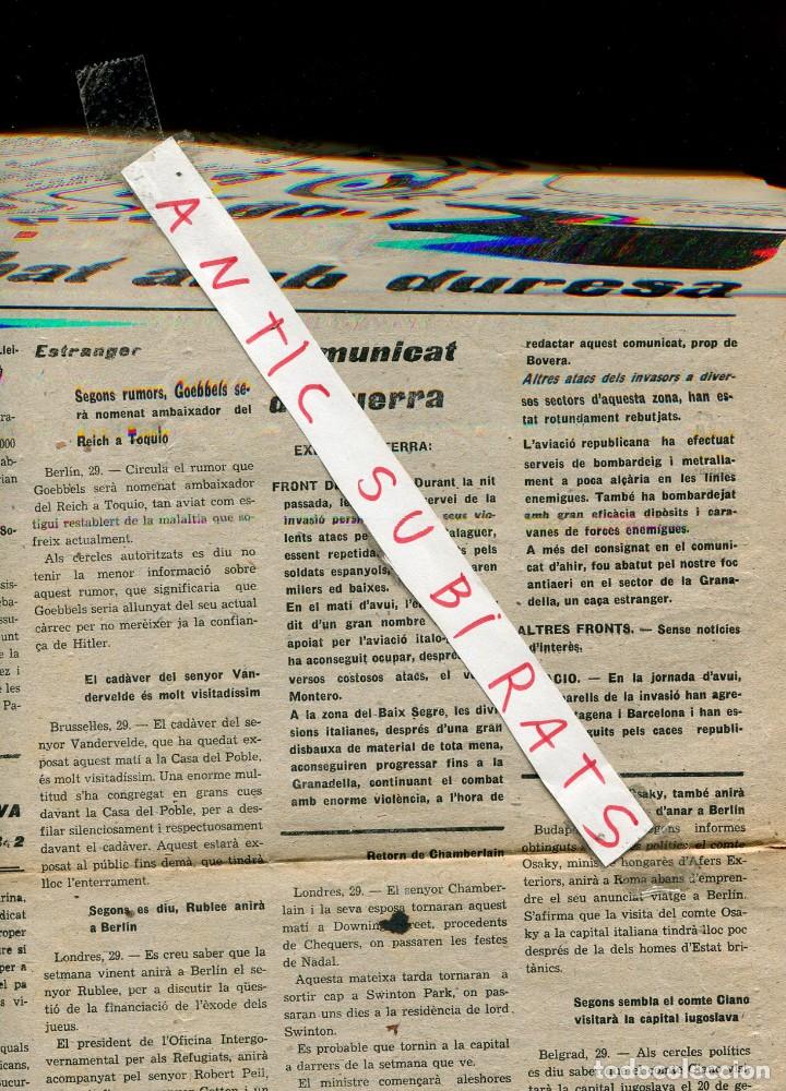 Collezionismo di Riviste e Giornali: DIARI EL DIA SOCIALISTA DE TERRASSA GUERRA CIVIL ANY 1938 BALAGUER ITALIANS A LA GRANADELLA BOVERA