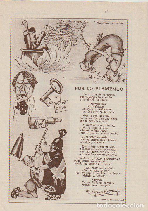 Collezionismo di Riviste e Giornali: Por lo flamenco / versos de R. L&oacute;pez-Montenegro, dibujo de Pellicer -1925