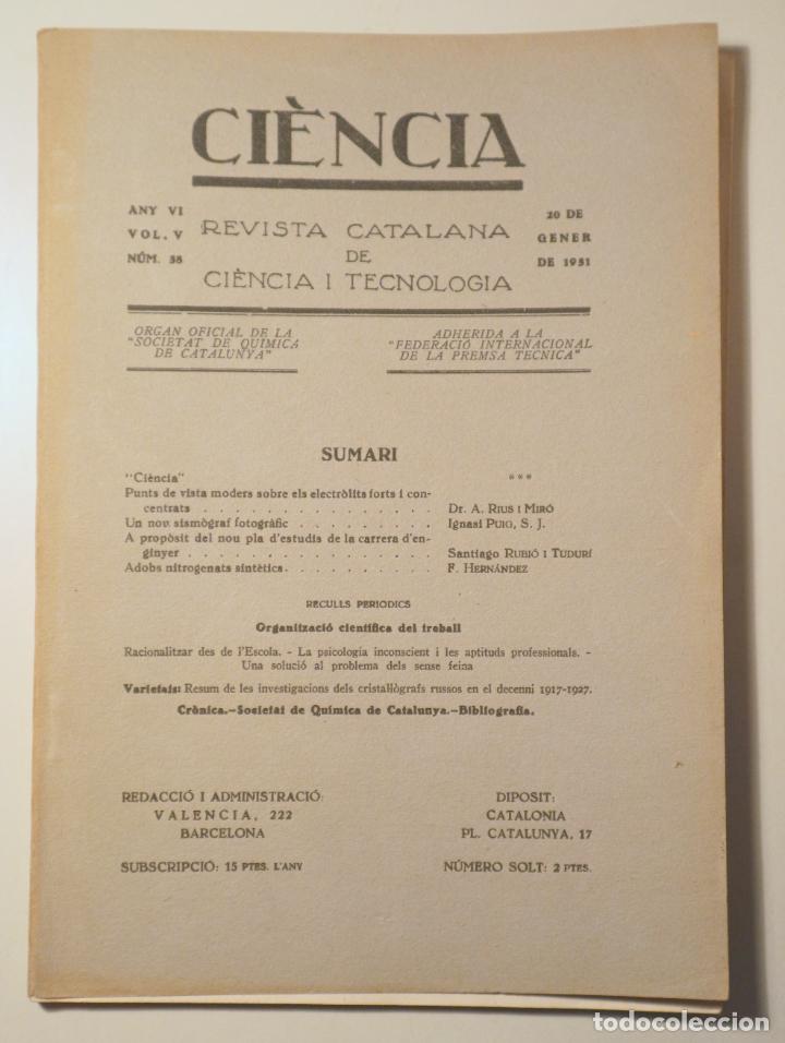 Collezionismo di Riviste e Giornali: CI&Egrave;NCIA. Revista catalana de ci&egrave;ncia i tecnologia n&ordm; 38, any V, vol. V - Barcelona 1931 - Il&middot;lustrat