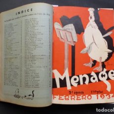 Coleccionismo de Revistas y Periódicos: MENAJE, REVISTA DE COCINA, 1 TOMO, 7 NUMEROS, AÑO 1934, VER FOTOS ADICIONALES. Lote 345519123