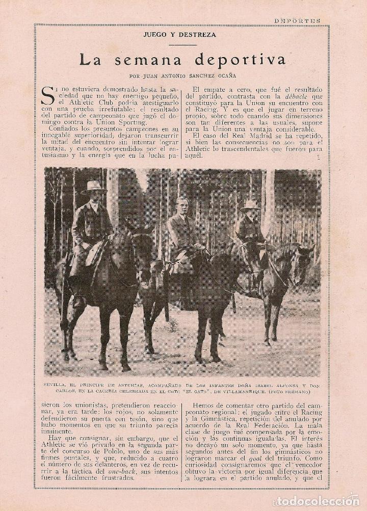 Coleccionismo de revistas y peri&oacute;dicos: * DEPORTES * Caza en el coto El Gato de Villamanrique ; f&uacute;tbol: Uni&oacute;n, Athletic, ...- 1925