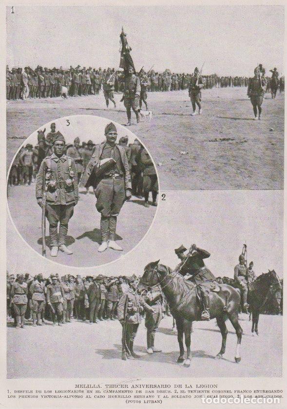 Collection Magazines and Newspapers: * MELILLA * Legionarios en el campamento de Dar Drius, teniente coronel Franco - 1923