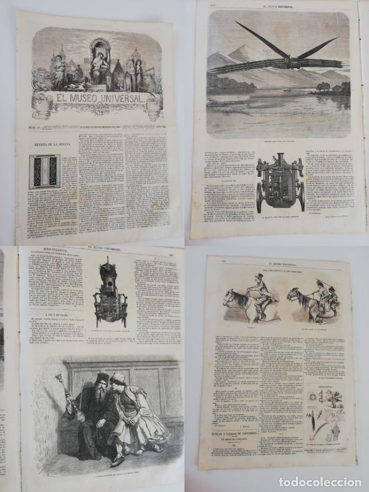 Colecionismo de Revistas e Jornais: EL MUSEO UNIVERSAL N&ordm;39, 26 SEPTIEMBRE 1868 A&Ntilde;O XII. Grabados: M&aacute;quina de volar de Kauffmann