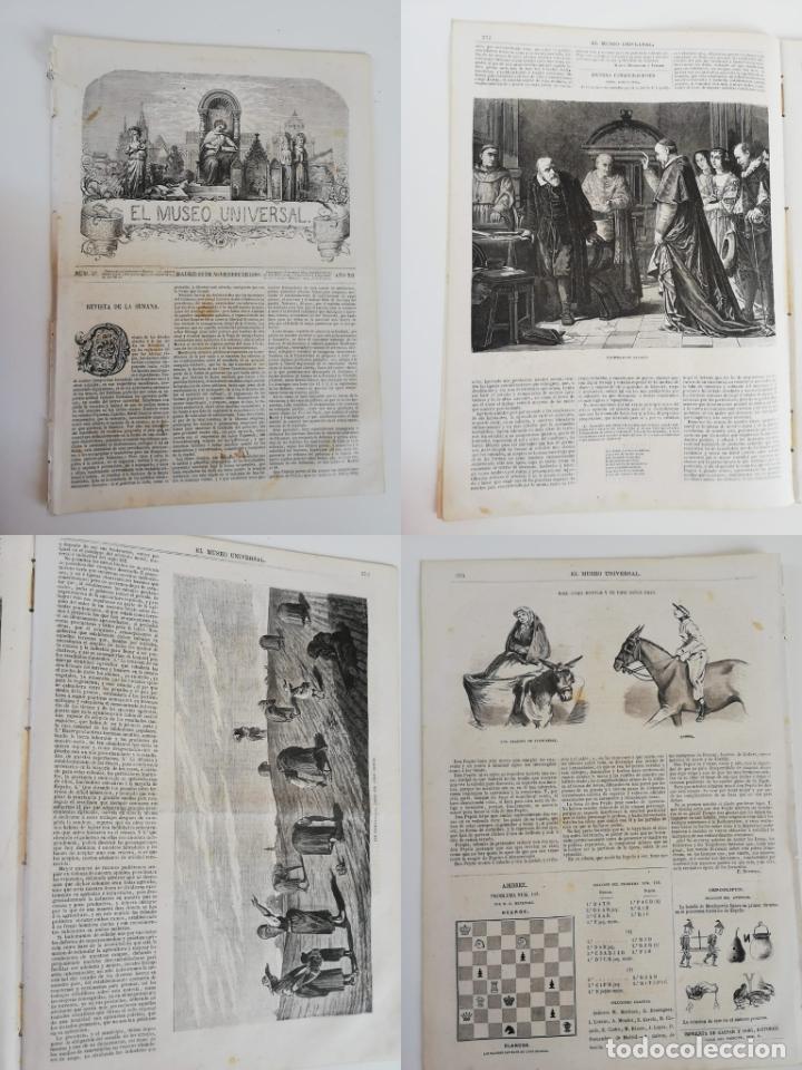 Collectionnisme de Revues et Journaux: EL MUSEO UNIVERSAL N&ordm;47 ,22 noviembre 1868 A&Ntilde;O XII. Grabados: cautividad de Galileo, Espiganderas