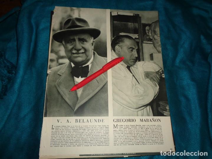 Coleccionismo de Revistas y Peri&oacute;dicos: RECORTE : GREGORIO MARA&Ntilde;ON Y VICTOR MANUEL BELAUNDE. MUNDO HISPANICO, MAYO 1953