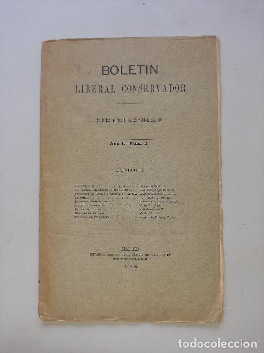 Coleccionismo de revistas y peri&oacute;dicos: BOLETIN LIBERAL CONSERVADOR A&Ntilde;O I NUMERO 2 MADRID 1884