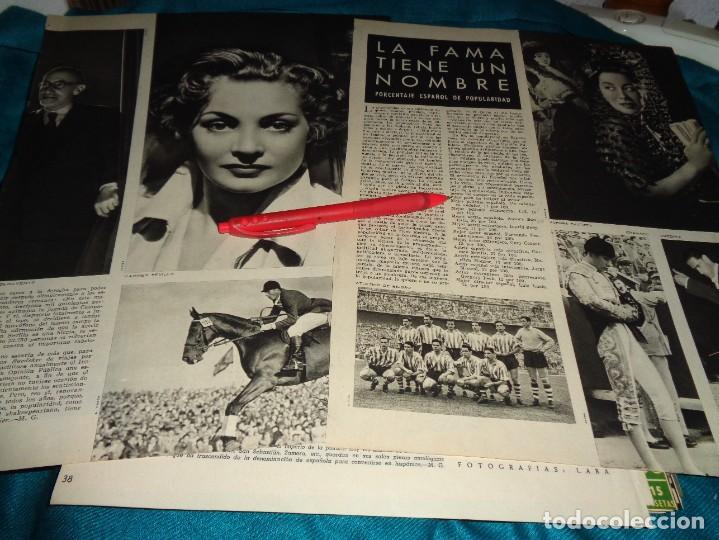 Coleccionismo de Revistas y Peri&oacute;dicos: RECORTE : LA FAMA TIENE NOMBRE : ATLETICO DE BILBAO, CARMEN SEVILLA.... MUNDO HISPANICO, MARZO 1955