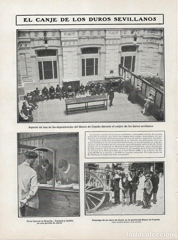 Coleccionismo de Revistas y Peri&oacute;dicos: 1908 HOJA REVISTA MADRID BANCO DE ESPA&Ntilde;A CANJE DUROS SEVILLANOS CARRO DE DUROS MONEDA FALSA