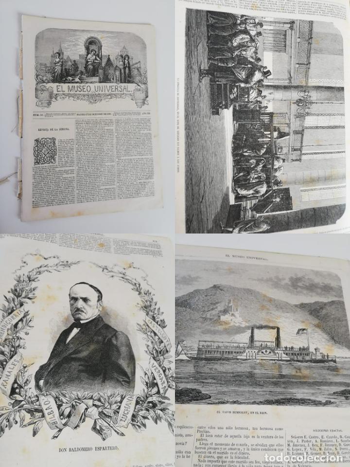 Coleccionismo de revistas y peri&oacute;dicos: EL MUSEO UNIVERSAL N&ordm;52 ,20 diciembre 1868 A&Ntilde;O XII. Grabados: Espartero, Sinagoga Amsterdam, Vapor..