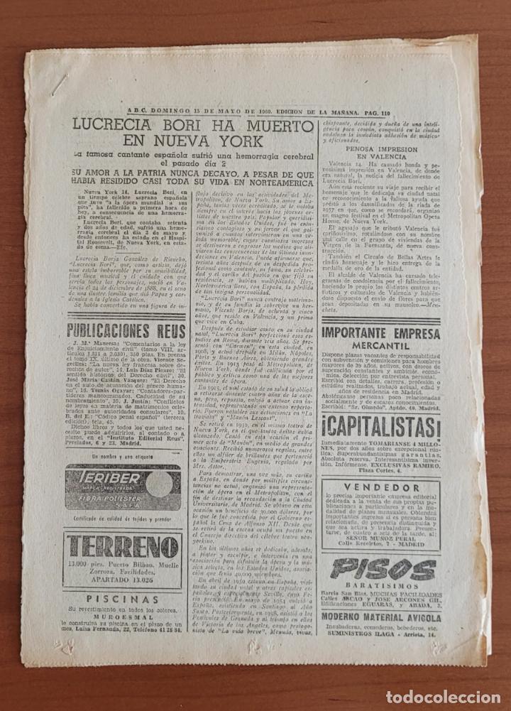 Coleccionismo de Revistas y Peri&oacute;dicos: Recortes del ABC 15-5-60 Lucrecia Bori ha muerto en Nueva York