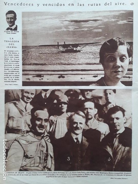 Sammeln von Zeitschriften und Zeitungen: LINDBERGH AVIADOR MEJICO TRAGEDIA AEROPLANO ANFIBIO DAWN MISTRESS GRAYSON HOJA REVISTA A&Ntilde;O 1928