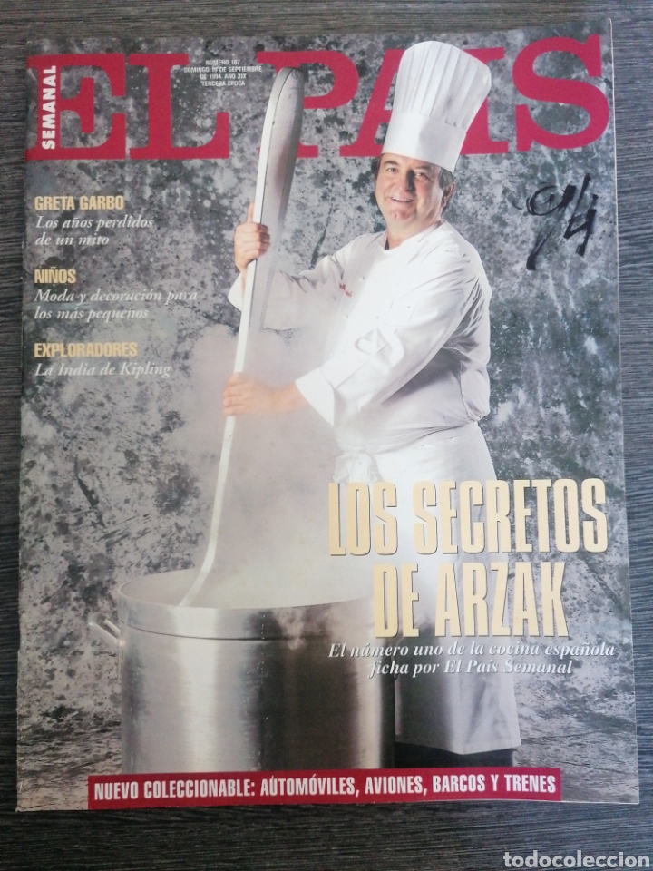 Coleccionismo de Revistas y Peri&oacute;dicos: EL PAIS SEMANAL 187 1994 ARZAK, JOS&Eacute; CARRE&Ntilde;O, KIPLING, GRETA GARBO, EL LLIURE DE BARCELONA, VERG&Eacute;S